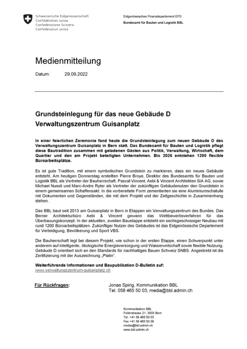 OFCL Medienmitteilung 220929 FR